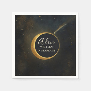 Golden Stardust Eclipse Celestial Wedding Serviette