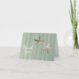 Golden Starfish & Wood Eleganter Strand Vielen Dan Dankeskarte