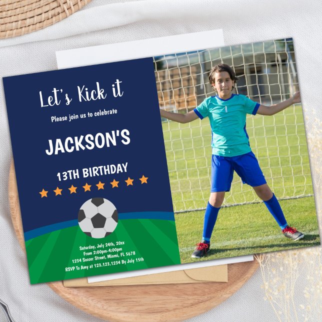 Golden Stars Ball Fußball Einladung zum Geburtstag (Golden Stars Ball Soccer Birthday Invitations pho)
