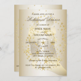 Golden Stars Bride And Groom Rehearsal Dinner Einladung