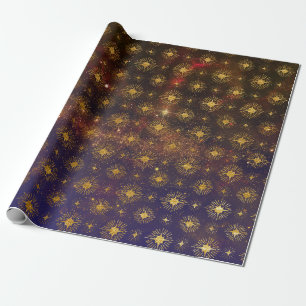 Golden Stars Celestial Galaxy Firmament Geschenkpapier