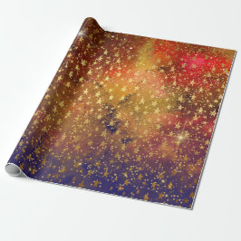 Golden Stars Confetti Celestial Galaxy Geschenkpapier