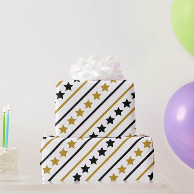 Golden Stars Geschenkpapier (Partygeschenke)