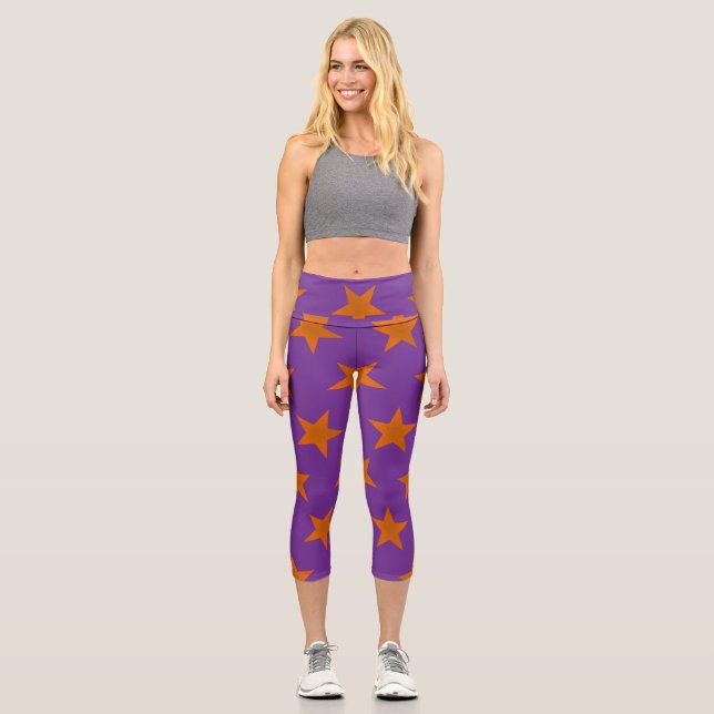 Golden Stars Muster 3 Capri Leggings (Vorderseite)