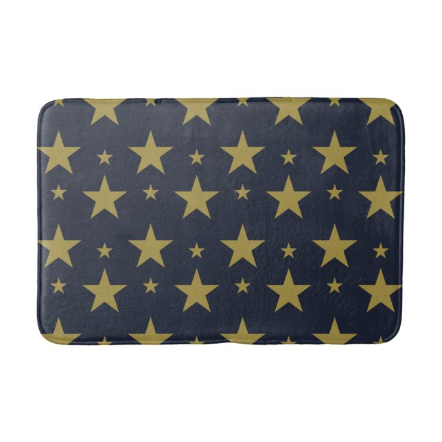 Golden Stars on Navy Blue - Elegant und zeitlos Badematte (Vorderseite)