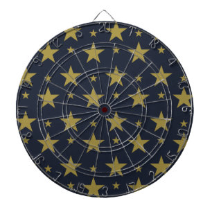 Golden Stars on Navy Blue - Elegant und zeitlos Dartscheibe