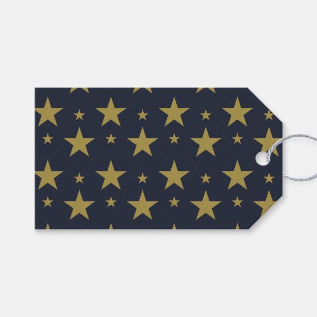 Golden Stars on Navy Blue - Elegant und zeitlos Geschenkanhänger (Vorderseite (Horizontal))