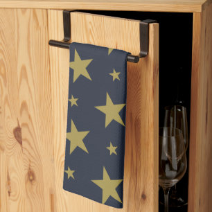 Golden Stars on Navy Blue - Elegant und zeitlos Geschirrtuch