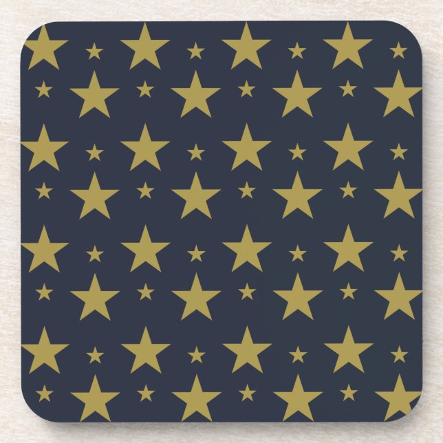 Golden Stars on Navy Blue - Elegant und zeitlos Getränkeuntersetzer (Vorderseite)