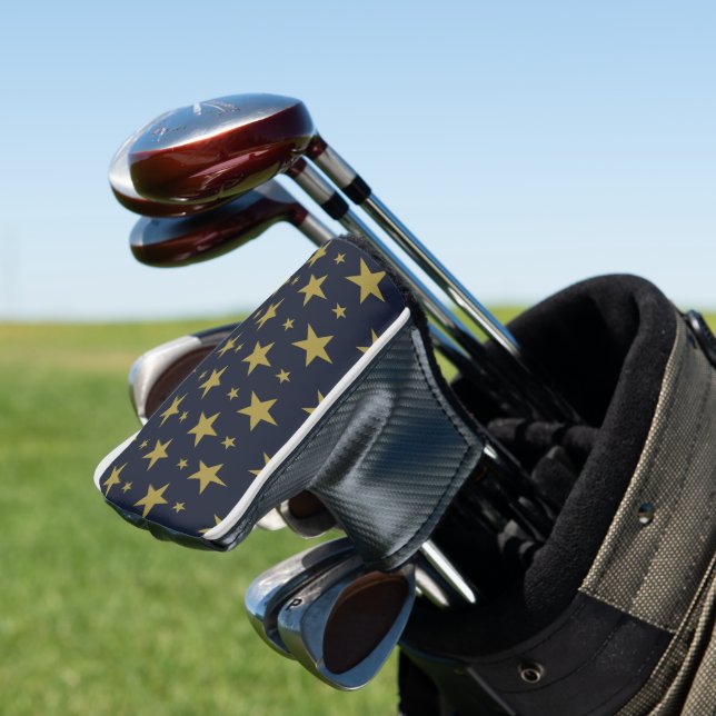 Golden Stars on Navy Blue - Elegant und zeitlos Golf Headcover (In Situ)