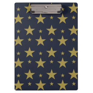 Golden Stars on Navy Blue - Elegant und zeitlos Klemmbrett