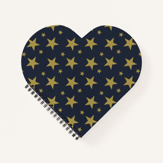 Golden Stars on Navy Blue - Elegant und zeitlos Notizbuch (Vorderseite)