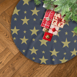 Golden Stars on Navy Blue - Elegant und zeitlos Polyester Weihnachtsbaumdecke