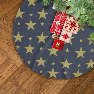 Golden Stars on Navy Blue - Elegant und zeitlos Polyester Weihnachtsbaumdecke