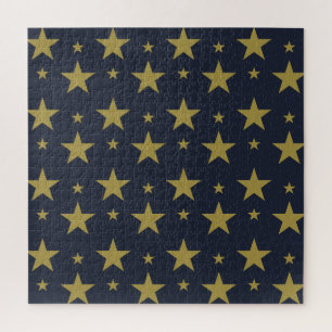 Golden Stars on Navy Blue - Elegant und zeitlos Puzzle