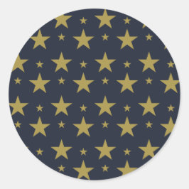 Golden Stars on Navy Blue - Elegant und zeitlos Runder Aufkleber