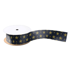 Golden Stars on Navy Blue - Elegant und zeitlos Satinband