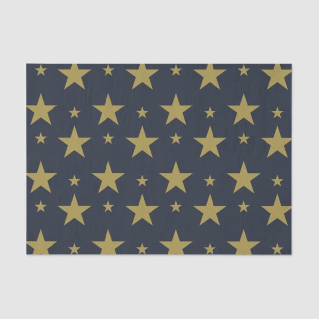 Golden Stars on Navy Blue - Elegant und zeitlos Seidenpapier (Vorderseite)