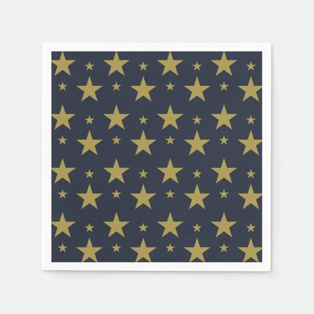 Golden Stars on Navy Blue - Elegant und zeitlos Serviette (Vorderseite)