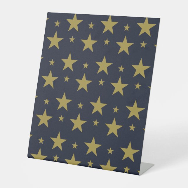 Golden Stars on Navy Blue - Elegant und zeitlos Sockelschild (Vorderseite)
