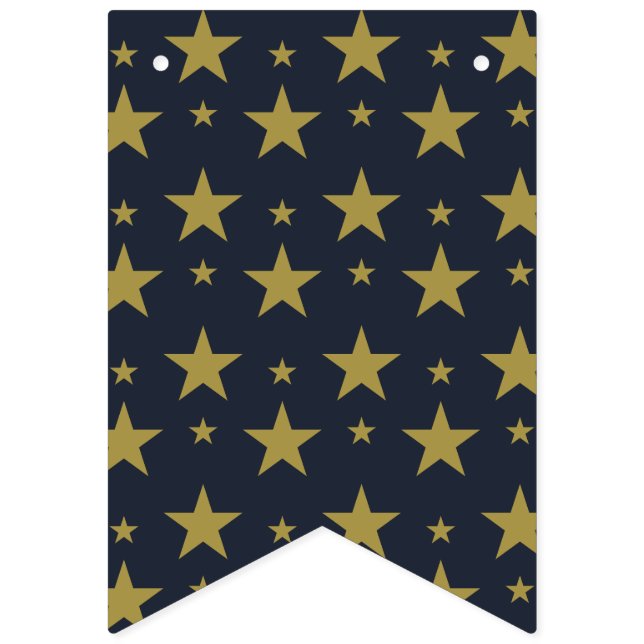 Golden Stars on Navy Blue - Elegant und zeitlos Wimpelkette (Erste Fahne)