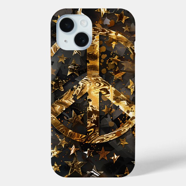 Golden Stars Peace Symbol Phone Case (Rückseite)