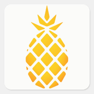 Golden Stencil Hawaiian Ananas Quadratischer Aufkleber