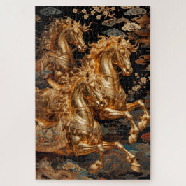 Golden Storm Horses in the Night Sky Puzzle