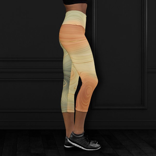 Golden Strata | Peach Burnt Orange Green Agate Capri Leggings (Von Creator hochgeladen)