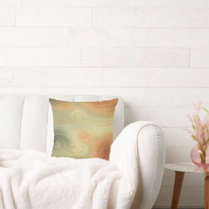 Golden Strata Peach Burnt Orange Green Agate Kissen