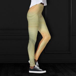 Golden Strata Peach Burnt Orange Green Agate Leggings