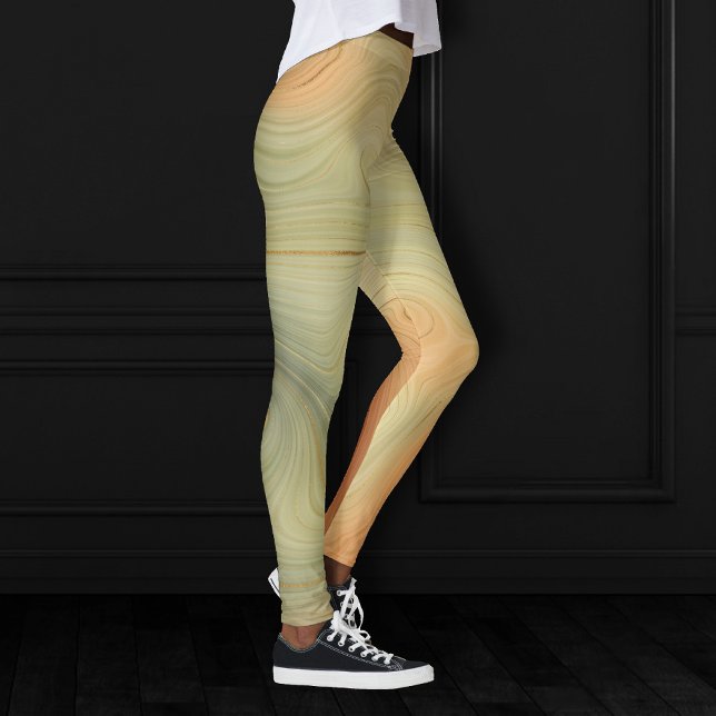 Golden Strata | Peach Burnt Orange Green Agate Leggings (Von Creator hochgeladen)