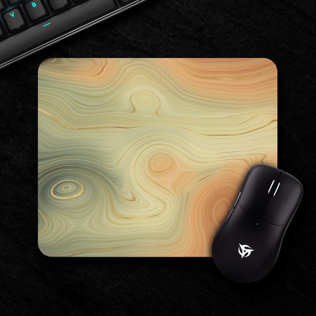 Golden Strata | Peach Burnt Orange Green Agate Mousepad (Von Creator hochgeladen)