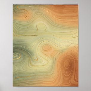 Golden Strata Peach Burnt Orange Green Agate Poster