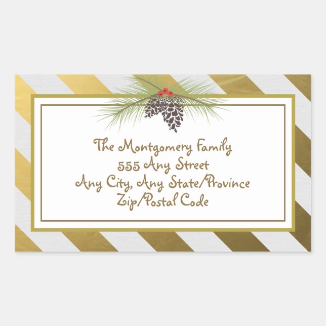 Golden Stripes - Square Weihnachtsaufkleber Rechteckiger Aufkleber (Vorderseite)