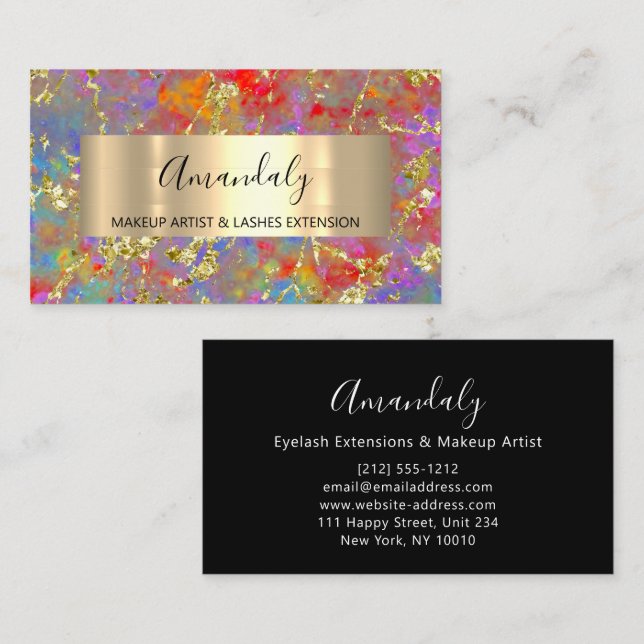 Golden Strokes Beauty Shop Abstrakt Visitenkarte (Vorne/Hinten)