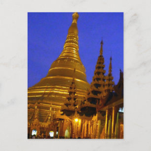 Golden stupa shwedagon Nacht Postkarte