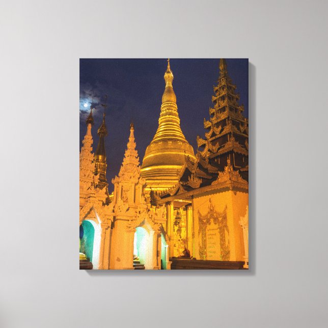 Golden Stupa und Tempel Leinwanddruck (Vorderseite)