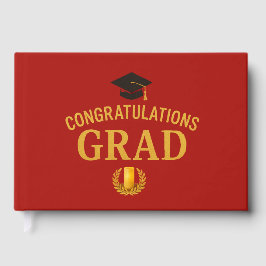 Golden Success Graduation Party Theme - Red & Gold Gästebuch