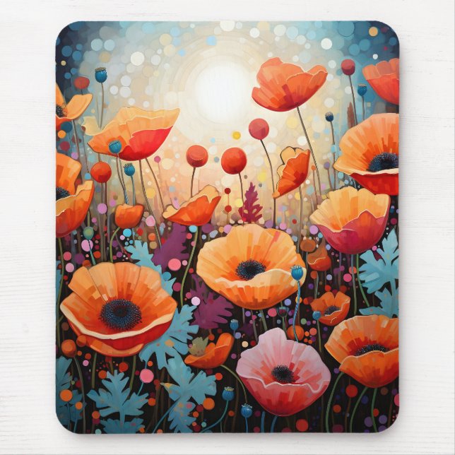 Golden Summer Glow Poppy Paradise Mousepad (Vorne)
