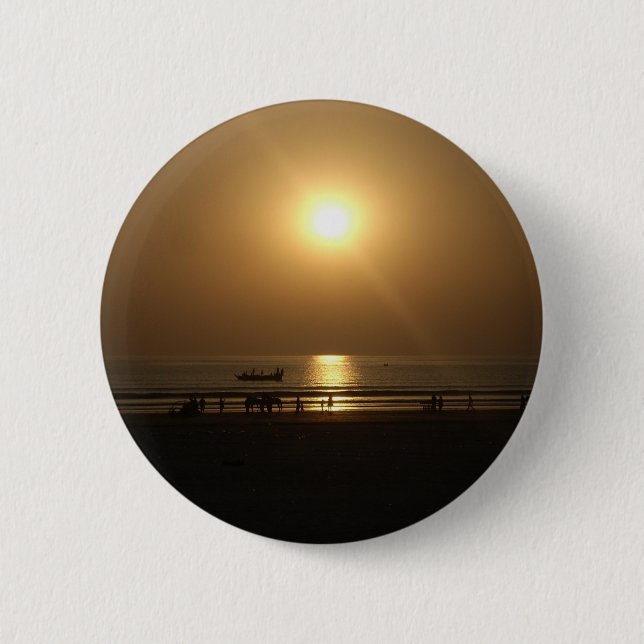 Golden Summer Sunset Reflektion am Strand Button (Vorderseite)