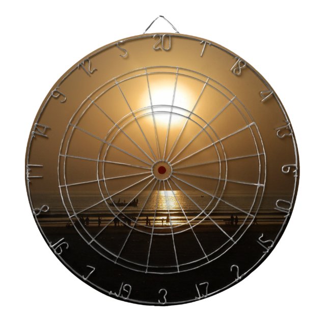 Golden Summer Sunset Reflektion am Strand Dartscheibe (vorne)