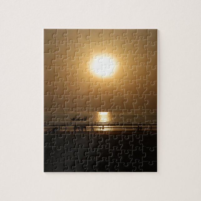 Golden Summer Sunset Reflektion am Strand Puzzle (Vertikal)