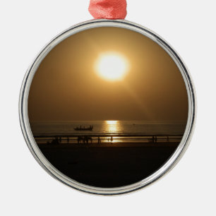 Golden Summer Sunset Reflektion am Strand Silbernes Ornament