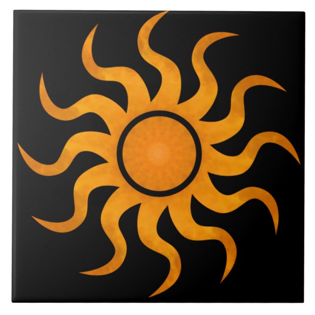 Golden Sun Black Tile - Groß Fliese (Vorderseite)