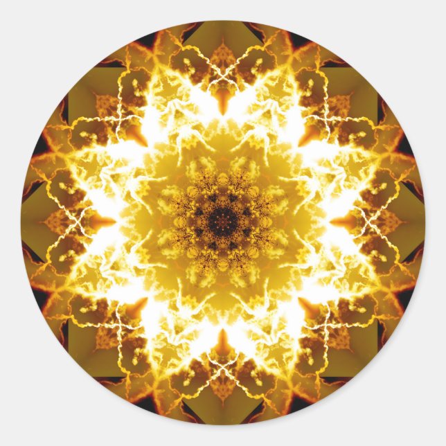 Golden Sun Mandala Runder Aufkleber (Vorderseite)