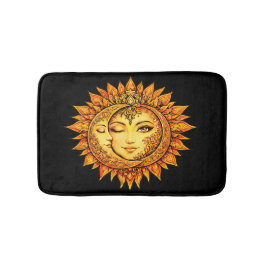 Golden Sun Moon Boho Goddess | Celestial Mandala Badematte