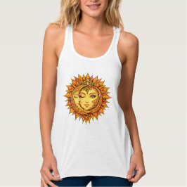 Golden Sun Moon Boho Goddess | Celestial Mandala Tank Top