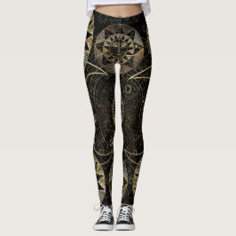 Golden Sun Moon Stars Celestial Astronomie Kunst Leggings