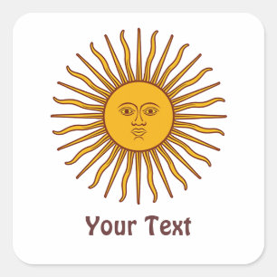 Golden Sun of May Argentina Flag Geschenksticker Quadratischer Aufkleber